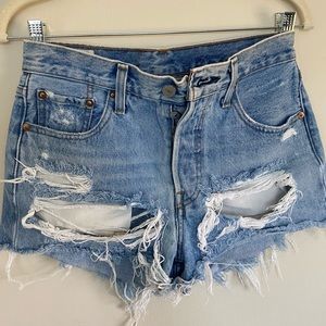 Authentic 501 Levi’s High Waisted Distressed Jean Shorts